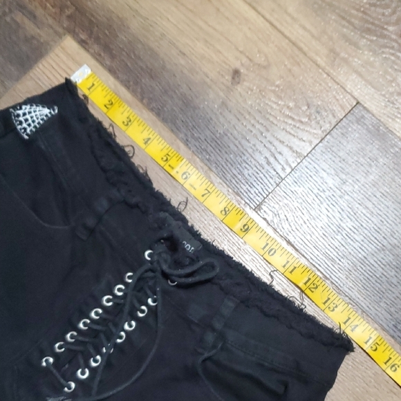 Dolls Kill Current Mood Black Straight Leg Jeans with Graphic Patches - Picture 9 of 13